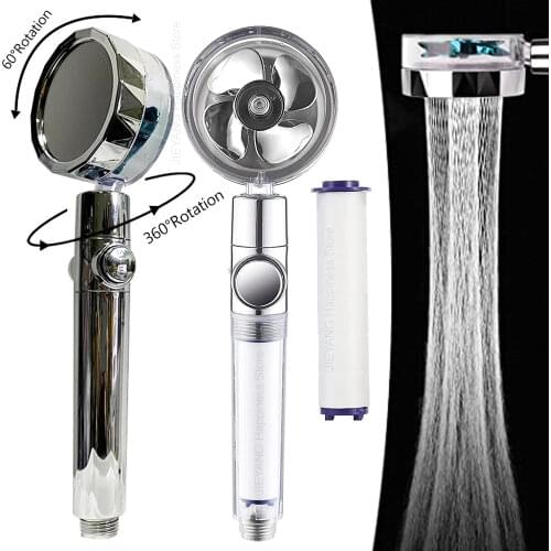 2021 Shower Head Water Saving Flow 360 Degrees Rotating With Small Fan ABS Rain High Pressure spray Nozzle Bathroom Accessories