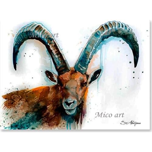 Real Hand-painted Antelope Animal Canvas Picture Art Children Room Decoration Sheep Oil Painting Wall Decor Canvas Art Pieces