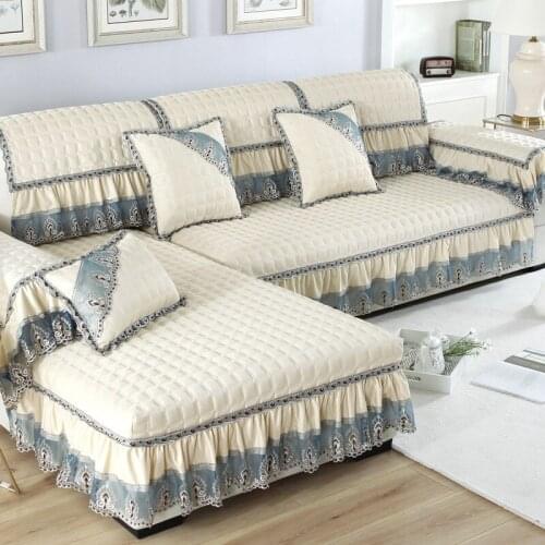 2020 New Plush Fabric Sofa Cover Lace Slip Resistant Slipcover Sofa Decor Room Living Cover Towel Seat Couch Style For European