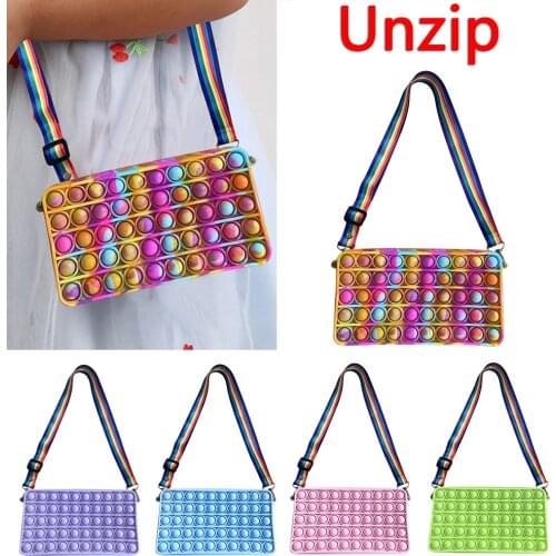 New Push Bubble Simple Dimple Shoulder Bags Fidget Toys Pack Adult Decompression Children Antistress Kawai Fidget Toy Backpack