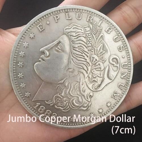 Jumbo Copper Morgan Dollar (7cm) Stage Magic Tricks Close Up Stage Magia Illusion Gimmick Props Accessories Coins Appear Magie