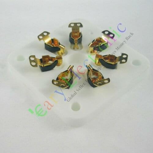 Wholesale and retail 4pc 7pin Gilded Ceramic vacuum tube socket gold valve base 6C33 832 829 FU29 826 free shipping