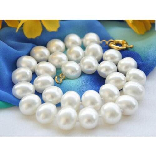 New Fashion Natural 13x16MM White Shell Pearl Necklace 18" 36"
