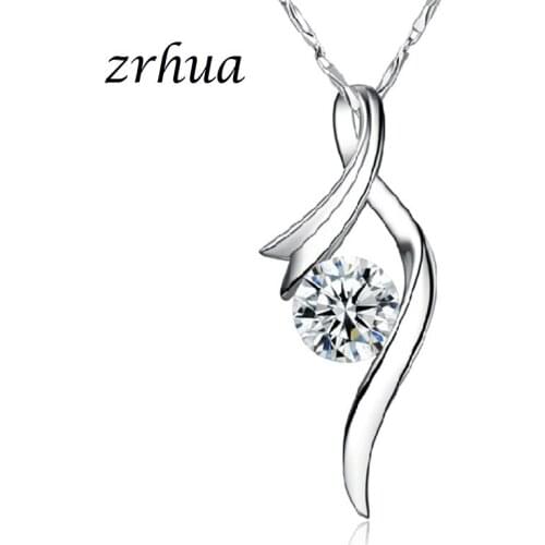 ZRHUA Classic 925 Sterling Silver Necklace Unisex Elegant Women Link Chain Lobster Clasp Collares Necklaces for Lovers Wedding