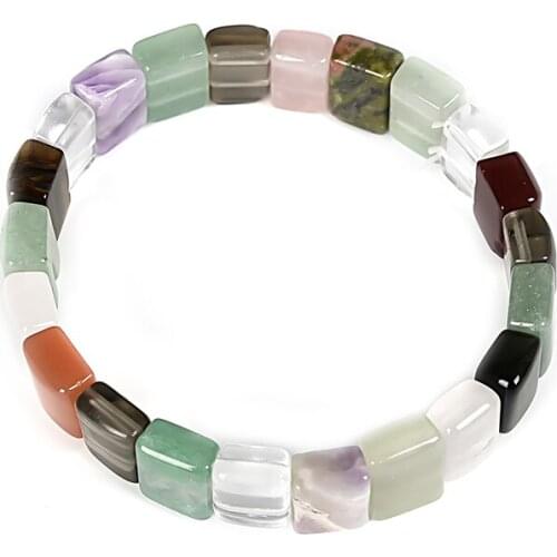 8.9*12.1mm and 5.9mm thickness Simple Seven-colorful Stone Customized For Decent Bracelet findings 7.5inch Noble Women H183