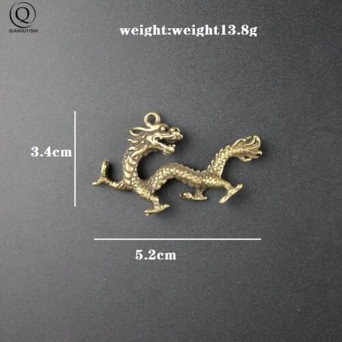 Retro Brass Animal Tiger Figurines Cute Animal Car Key Chain Pendant Zodiac Rat Bull Dragon Snake Horse Keyring Hangings