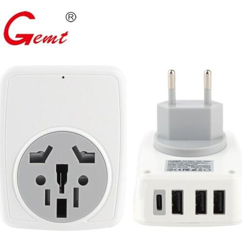 US UK EU AU Plug Adapter With 3usb+Typec 3.4A Converts Charger Type C/ G/ I Plugs From Europe Australia To World Outlet WallPlug