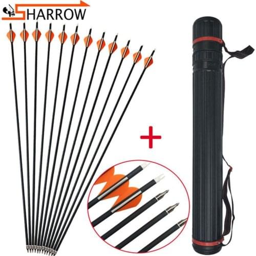 10pcs 31.5inch Spine 500 Carbon Arrow And Plastic Arrow Quiver Shooting Practice Outdoor Hunting Archery Sports Accessories