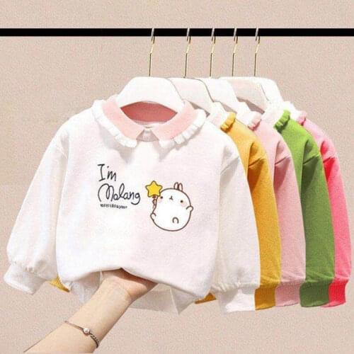 Girls thin sweaters spring autumn new childrens long sleeve tops baby kids girls bottom coats lapel cotton tide sweaters P4 173