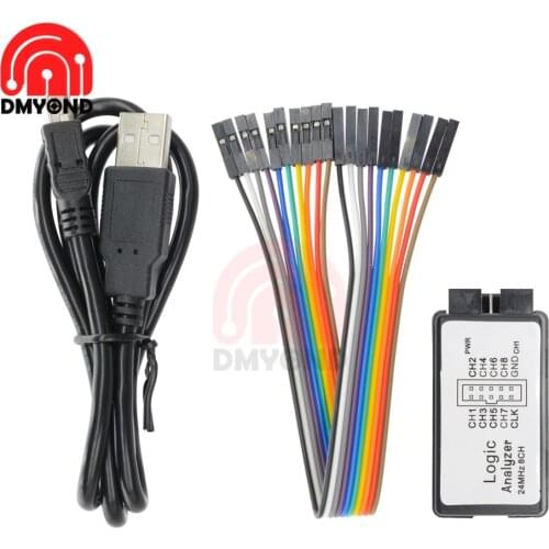 USB Logic Analyzer 24M 8CH Microcontroller ARM FPGA Debug Tool 24MHz 16MHz 12MHz 8MHz 4MHz 2MHz Logic Analyzer Light Indication