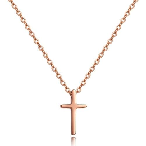 YUN RUO Fashion Brand Woman Jewelry Rose Gold Silver Color Cross Pendant Necklace 316 L Stainless Steel Jewelry High Polish