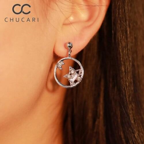 CHUCARI 2019 New Fashion Personality Bohemia Star Moon Metal Alloy Vintage Geometric Hollow Out Statement Women Earrings Jewelry