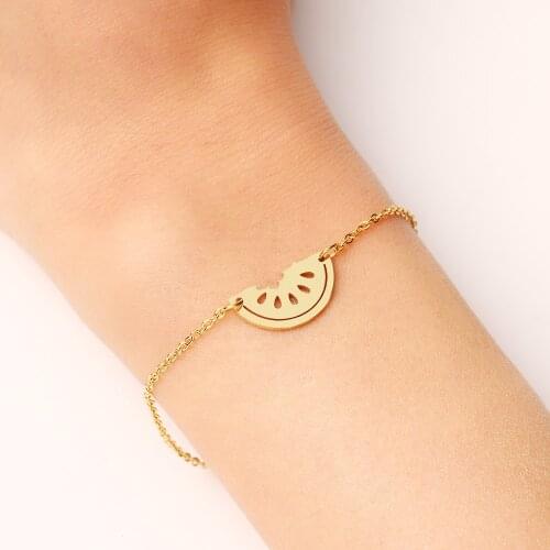 DOTIFI Stainless Steel Bracelet For Women Gold And Silver Color Watermelon Pulseira Feminina Lovers Engagement Jewelry