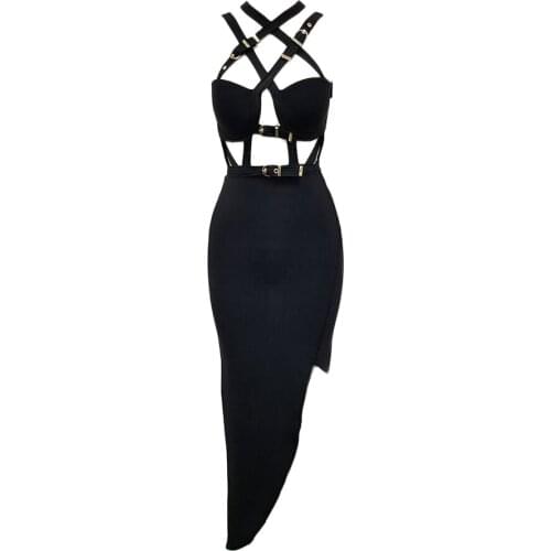 Sexy Bandage Dress Women New New Elegant Spaghetti Strap Black Bodycon Dress Casual Party Dress Vestidos