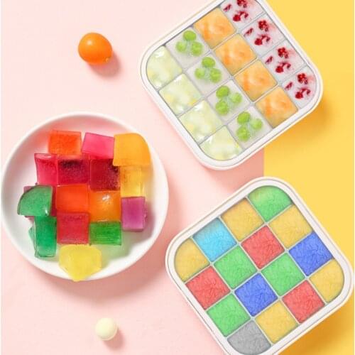 16 Ice Silicone Ice Cube Maker Trays with Lids for Freezer Icecream Cold Drinks Whiskey Cocktails Kitchen Tools Accessories