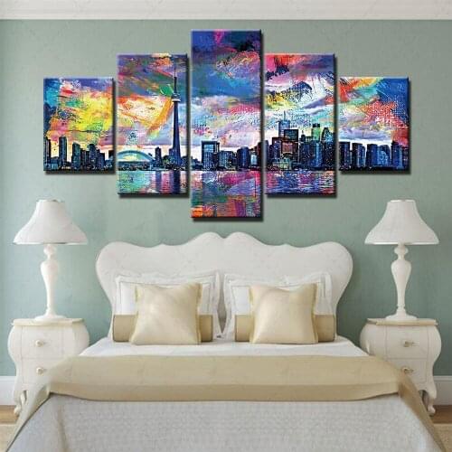 Canvas Painting Home Architectural landscape Decoration Wall Art Print Modular Picture Modern Frame Poster For Living Room 5 Set