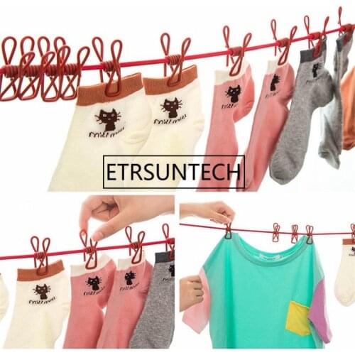 50pcs Outdoor Travel Clotheslines With Clip Line Rope Washing Hanger Protable Camping Clothes Laundry Stretch Rope