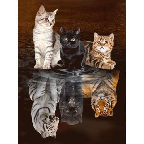 DIY Diamond Embroidery"kittens&tiger"Diamond Painting Cross Stitch Mosaic diamond picture of rhinestones by numbers home Decor
