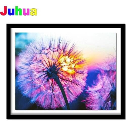 Purple Dandelion Diy Diamond painting flower Full Square/Round Diamond Embroidery Mosaic diamond stitch Home Decor