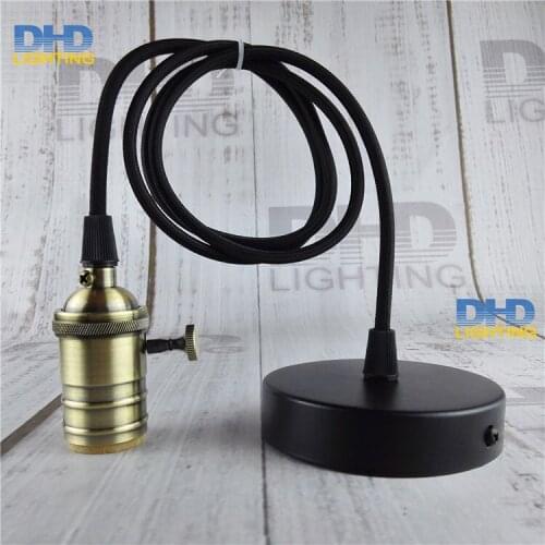 Antique color finish brass key socket lighting fixture vintage E27 DIY hanging lamp copper material quality drop light 110V/220V