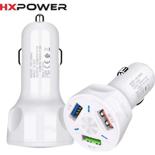 Fast Charging 4 Usb Car Charger QC3.0 Driving Quick Charge Adapter USB Adapter LED Light for iPhone Samsung Xiaomi Huawei Redmi