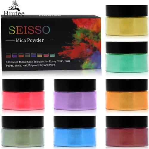 BIUTEE 8Colors 0.53OZ Mica Powder Pigment set for Lips Lip Gloss Mica Powder Expoxy Resin Set for Soap Nail Art Make Up Bright