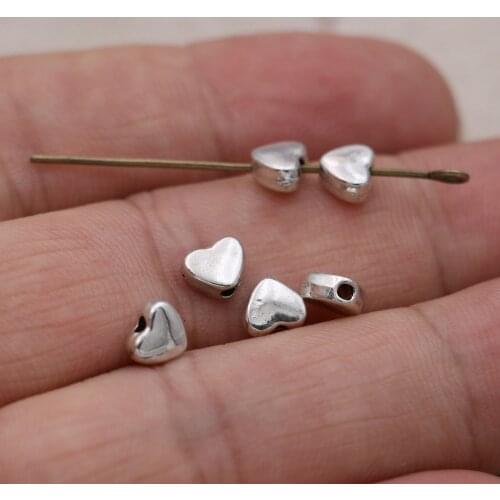 Heart Spacer Beads Antique Silver Plated Loose Beads for Jewelry Making Bracelet Jewelry Accessories Handmade DIY Craft 60pcs