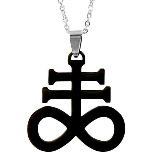 Church Satan Cross Necklace Pendant Men Jewelry Black Gothic Pagan Satanic Crucifix Unisex Jewels