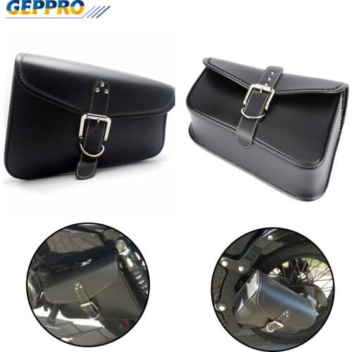 GEPPRO Tail Bags PU Leather Saddlebags Saddle Swingarm Bag Left Right Side Tool Bags For Harley sportster BL001