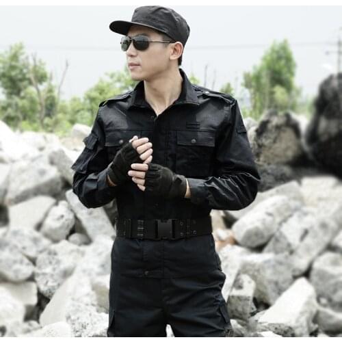 Black Hunting Clothes Men Work Security Clothes Tactical Combat Shirt Cargo Pants Special Force Clothing Uniforme Militar Female