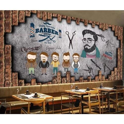 Retro barbershop beauty salon background wall background painting