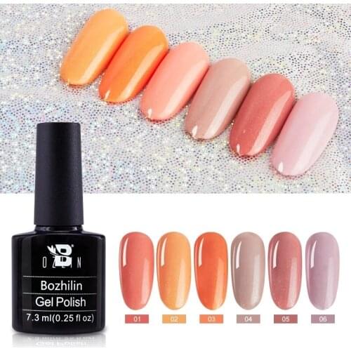 7.3ML Skin Color Series Gel Nail Polish Soak Off LED UV Nail Art Gel Shimmering Glitter Varnish Semi Permanent Nail Gel Lacquer