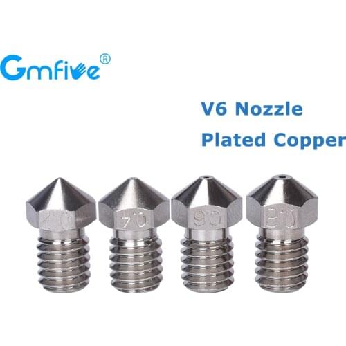 GmFive V6 Nozzle Plated Copper Durable Reduce Stick For 3D Printer Hotend M6 Thread Nozzles For M6 E3D V6 Hotend BLV Mgn