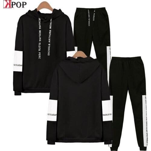 K POP Sportsuit Patchwork Hoodies Long Pants Butter Customize Design DIY SportSwear