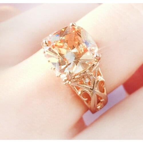 Cutout craft inlaid zircon high quality ring New flower couple ring fashion lady engagement wedding jewelry birthday gift
