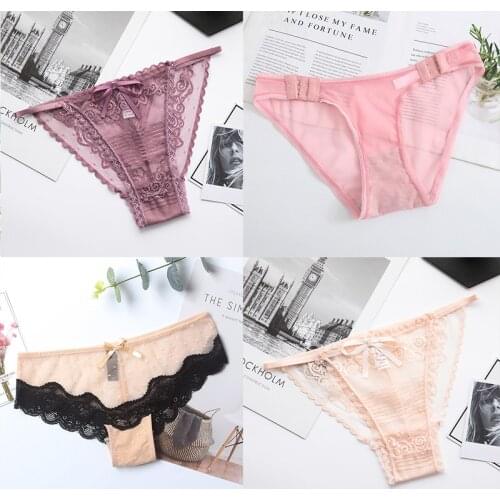 2Pcs/Set Lace Exotic Panties for Women Underwear Breathable Seamless Sexy Briefs Underpants Cotton Panties Lingerie Intimates