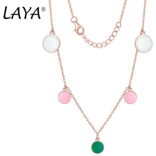Laya Silver Necklace For Women 925 Sterling Silver New Style Design Color Enamel Round Accessories Fine Jewelry Handmade Enamel