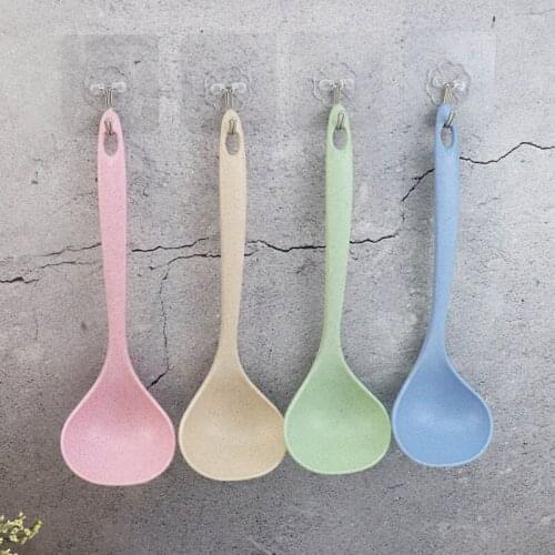 Soup Spoon Stalk Spoon Tableware 1Pcs Meal Dinner Scoops Kitchen Supplies Wheat Straw Cooking Tool 4 Colors Long Handle