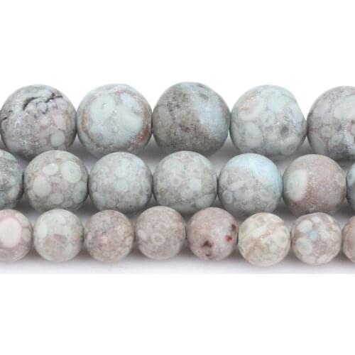 6mm 8mm 10mm Natural Matte Cyan-Blue Flower Jaspers Stone Beads DIY Beads for Jewellery Making a Bracelets 15 inch
