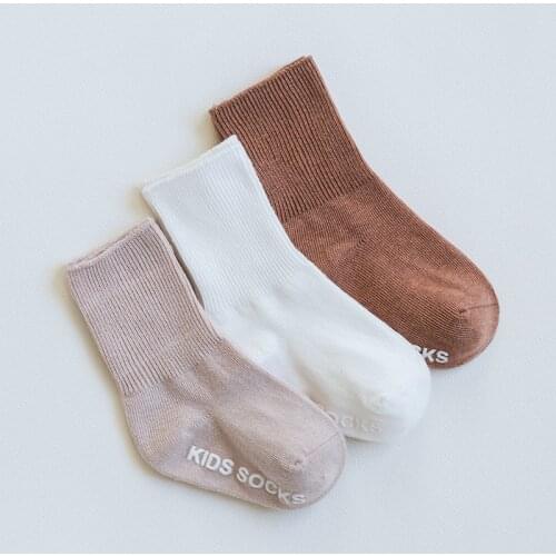 Summer Children No Slip Socks 3 Paris/Lot Solid Cotton Fashion Simple Style Baby Boys Girls Socks Anti Skidding Floor Socks
