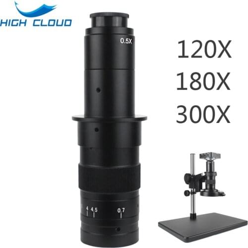 Adjustable Magnification 180X 200X 300X Zoom C Mount Lens For HDMI-compatible VGA USB Industry Video Microscope Camera