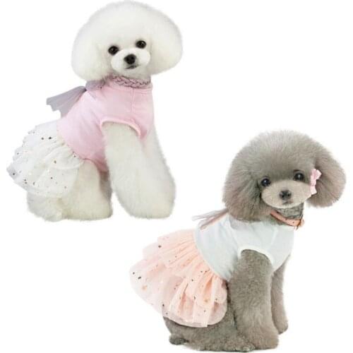 2pcs Dog Clothes Polyester Dogs Cats Puppy Shirts Vest skirt Pet Apparel For Small Dogs And Cats Wedding Holiday Spring Summer