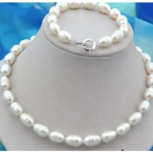 New hot 17" 15mm drip white freshwater pearl necklace 8" bracelet