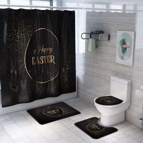 Easter Day Curtain Creative Shower Curtain Waterproof Floor Carpet Bathroom Curtains Closestool Mats For Washroom 2019 New