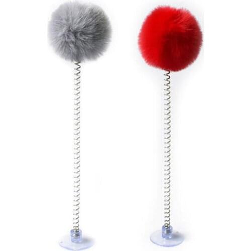 Plastic Cat Toys Feather Funny Cat Pom Pom Ball Spring Bell Pet Products Bottom Sucker Elastic Cats Interactive Toys