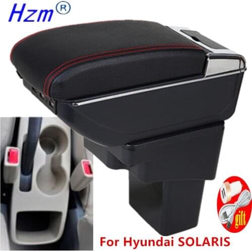 For Hyundai 1 Solaris/Verna/Grand 2011-2016 armrest box central Store content box with ashtray Can rise with USB accessory