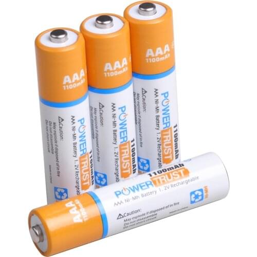 Powertrust 4PCS 1100mAh AAA Ni-MH Rechargeable Batteries for Camera, Calculator, MP3 Player,Remote Control,etc