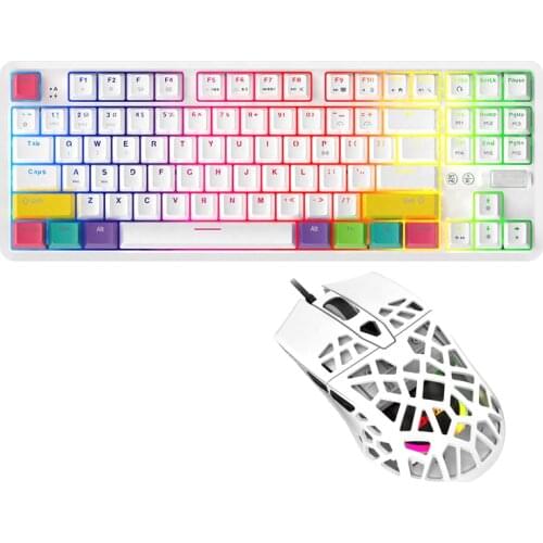 AJAZZ Mechanical Keyboard Mouse Combos K870T Bluetooth Wired Keyboard 87 Keys Mechanical Layout AJ339 12400DPI Gaming Mouse PC
