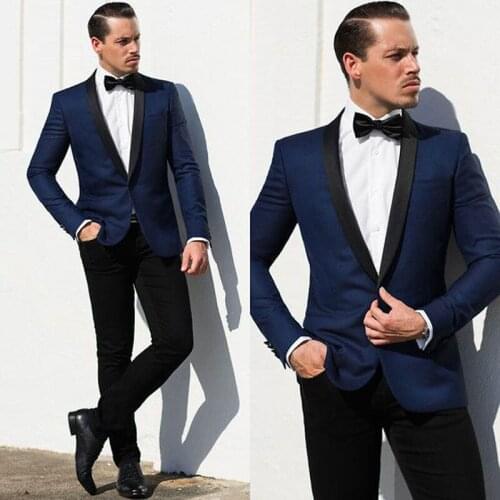 Blue Suits for Men Wedding Best Man Blazers Groom Tuxedo Costume Mariage Homme Slim Fit Terno Masculino 2Piece Coat Pants