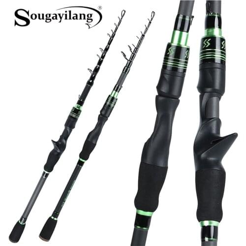 Sougayilang Carbon Spinning Casting Rod Ultralight Telescopic Fishing Rod 1.8M 2.1M Carp Fishing Pole Tackle Tools Pesca